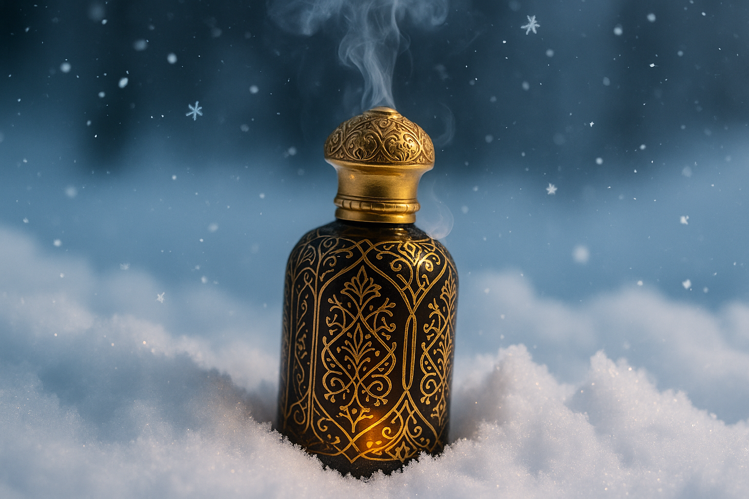 quiero que me generes un perfume de oud arabe que ubiese salido de la nieve 